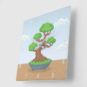 Horloge Carrée Twisted Japanese Bonsai Tree on Table (Angle)