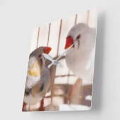 Horloge Carrée Two Cute Finches (Angle)