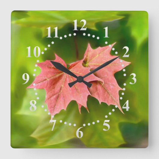 Horloge Carrée Two maple leaves (Recto)