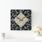 Horloge Carrée Two Toned Snowflakes (Maison)