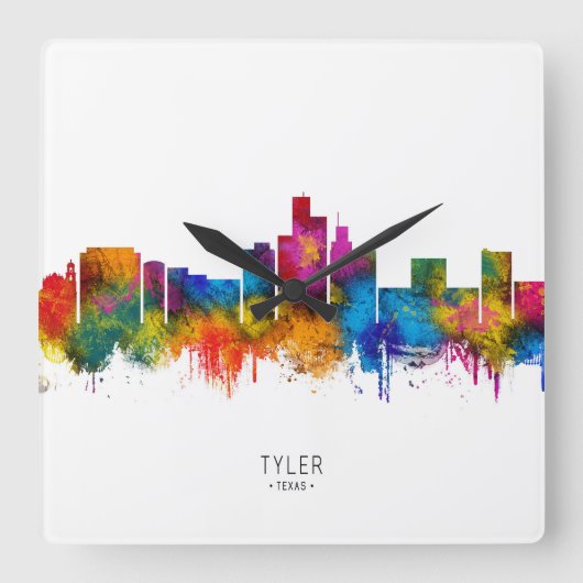 Horloge Carrée Tyler Texas Skyline (Recto)