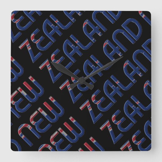 Horloge Carrée Typographe de New Zealand (Recto)