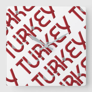Horloge Carrée Typographe de Turkey