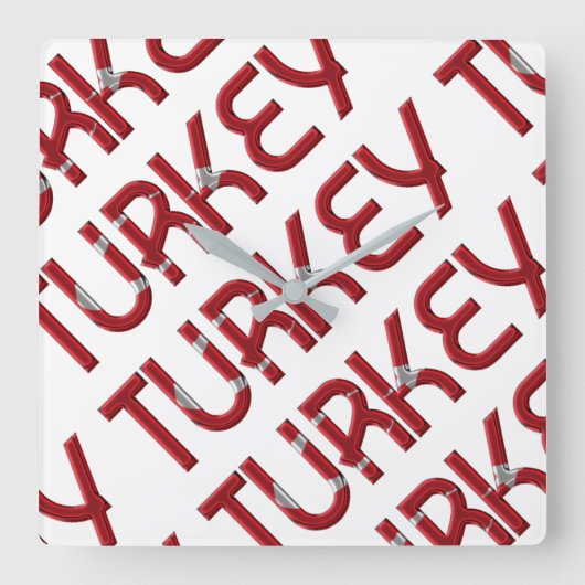 Horloge Carrée Typographe de Turkey (Recto)