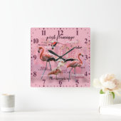 Horloge Carrée Typographe rose Flamingo | Customized (Maison)