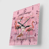 Horloge Carrée Typographe rose Flamingo | Customized (Angle)