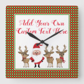 Horloge Carrée Typographie de Noël Plaid sur mesure Père Noël (Recto)