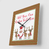 Horloge Carrée Typographie de Noël Plaid sur mesure Père Noël (Angle)