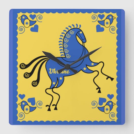 Horloge Carrée Ukraine Art populaire slave traditionnel (Recto)