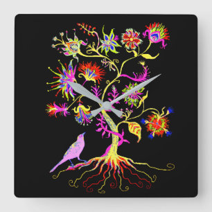 Horloge Carrée Un arbre de vie