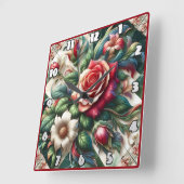 Horloge Carrée Un arrangement de Roses et de lentilles dynamiques (Angle)