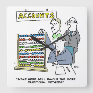 Horloge Carrée Un comptable qui utilise un abacus au travail