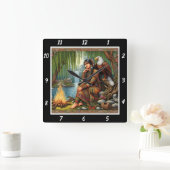 Horloge Carrée Un crépuscule indigène : le repos du Willow Shadow (Maison)