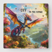 Horloge Carrée Un dragon d'Imaginaire coloré pour l'avenir (Recto)