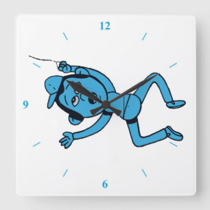 Horloge Carrée Un homme est emmené à pied par un chien.