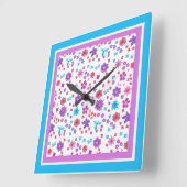 Horloge Carrée Un joli modèle floral de puissance florale hippie (Angle)