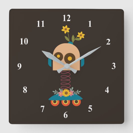 Horloge Carrée Un joli robot design pour enfants (Recto)