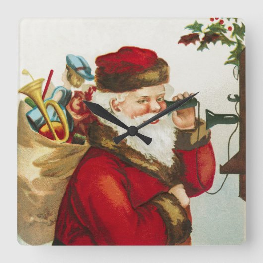 Horloge Carrée Un joyeux Père Noël par Ellen Clapsaddle (Recto)