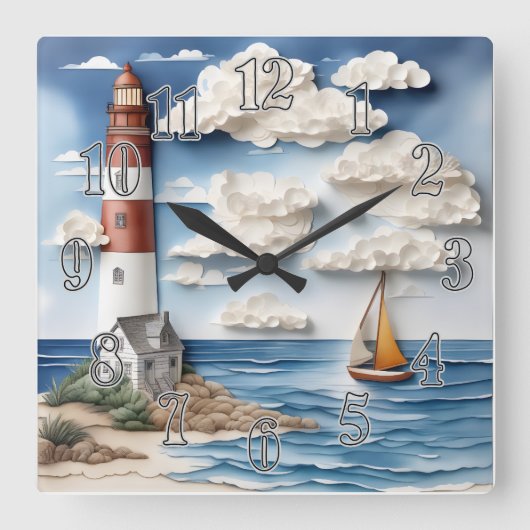 Horloge Carrée Un rêve de papier marin 3 (Recto)