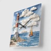 Horloge Carrée Un rêve de papier marin 3 (Angle)