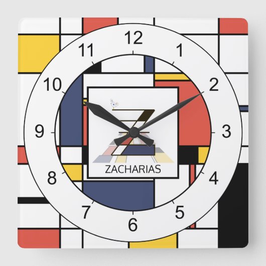 Horloge Carrée Un superbe néoplasticisme Art Monogramme. Lettre Z (Recto)