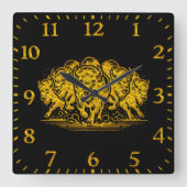 Horloge Carrée Un troupeau de bisons qui se charge dans l'eau dan (Recto)