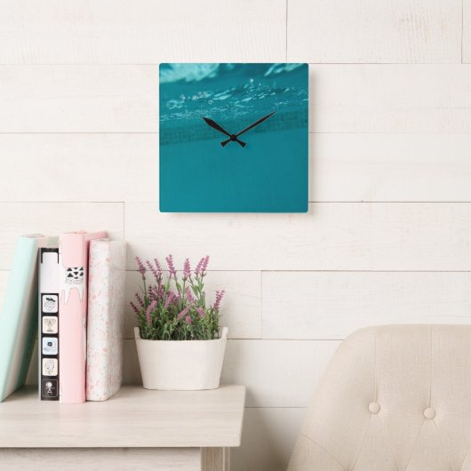 Horloge Carrée Underwater Pool Glam 2 (Salle de lecture)