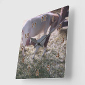 Horloge Carrée Une chèvre et son enfant v2 (Angle)