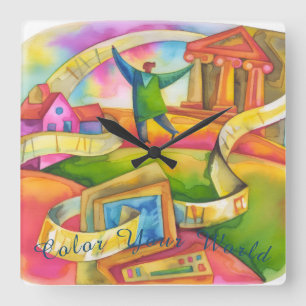 Horloge Carrée Une explosion de couleur pour dire l'heure de la j