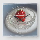 Horloge Carrée Une fraise dans une tasse (Recto)