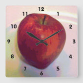 Horloge Carrée Une grosse pomme rouge (Recto)