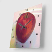 Horloge Carrée Une grosse pomme rouge (Angle)