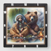 Horloge Carrée Une Indienne Porte Harmonie (Recto)