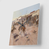 Horloge Carrée "Une journée tranquille à Utica" par Charles M Rus (Angle)