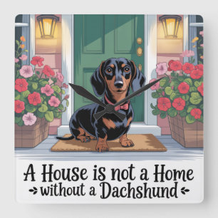 Horloge Carrée Une maison n'est pas un foyer sans un dachshund