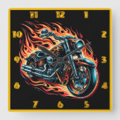 Horloge Carrée Une moto torride à travers une nuit de flammes (Recto)