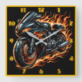 Horloge Carrée Une moto torride dans la nuit (Recto)