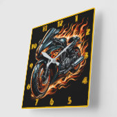 Horloge Carrée Une moto torride dans la nuit (Angle)