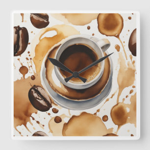 Horloge Carrée Une tasse de java le matin
