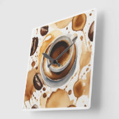 Horloge Carrée Une tasse de java le matin (Angle)
