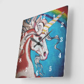 Horloge Carrée Unicorne (Angle)