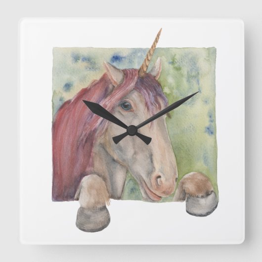 Horloge Carrée Unicorne (Recto)