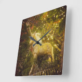 Horloge Carrée Unicorne d'or (Angle)