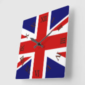 Horloge Carrée Union Jack (Angle)