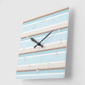 Horloge Carrée Unique Ocean Blue Beige White Stripe Art (Angle)