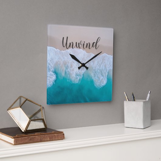 Horloge Carrée Unwind Ocean Beach Wall Clock (Bureau)