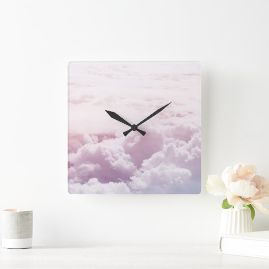 Horloge Carrée Up in the Pastel Clouds 1 (Maison)
