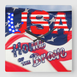 Horloge Carrée USA Accueil du Brave Flag