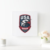 Horloge Carrée USA Eagle Sports Crest (Maison)