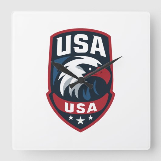 Horloge Carrée USA Eagle Sports Crest (Recto)